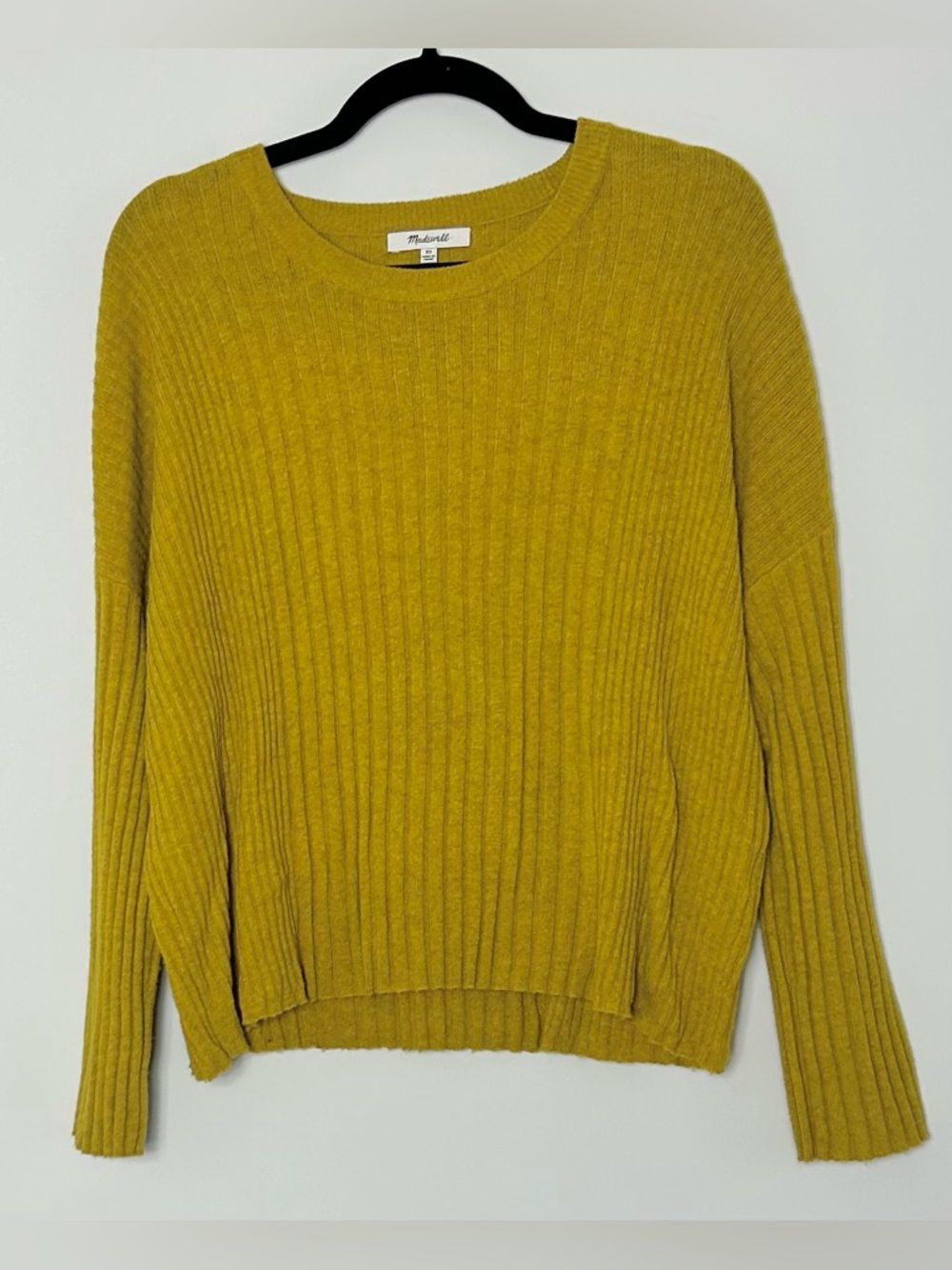 Madewell Ribbed Crewneck Sweater in Mustard